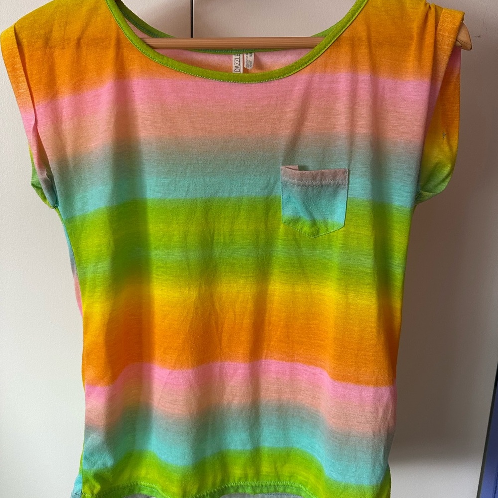 H&M Vibrant Orange and Pink Short Sleeve Tee